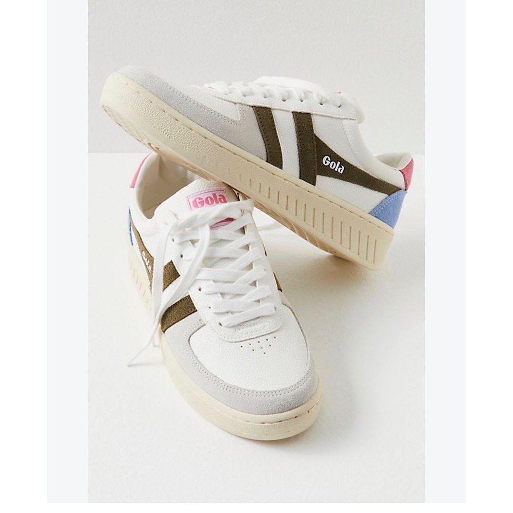 Gola Classic Grandslam Trident Leather Sneakers White Olive 7 Retro Gorpcore
